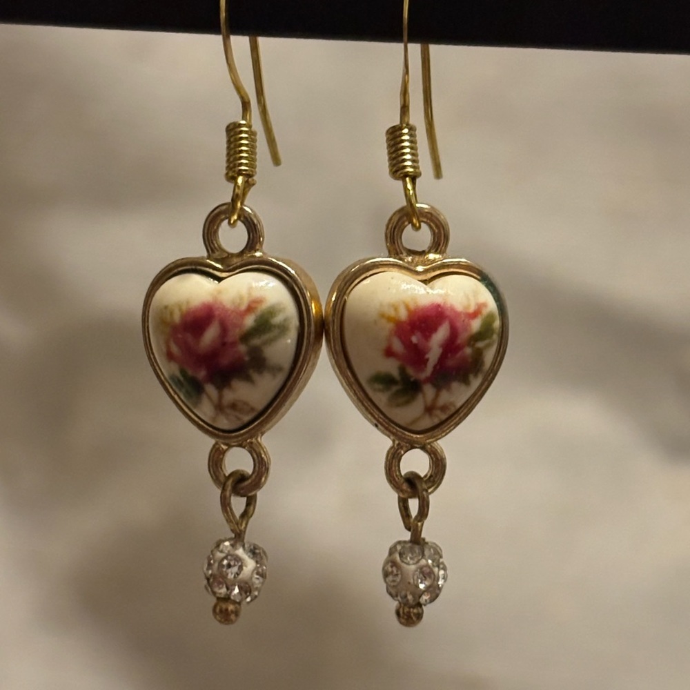 Floral Heart Drop Earrings
